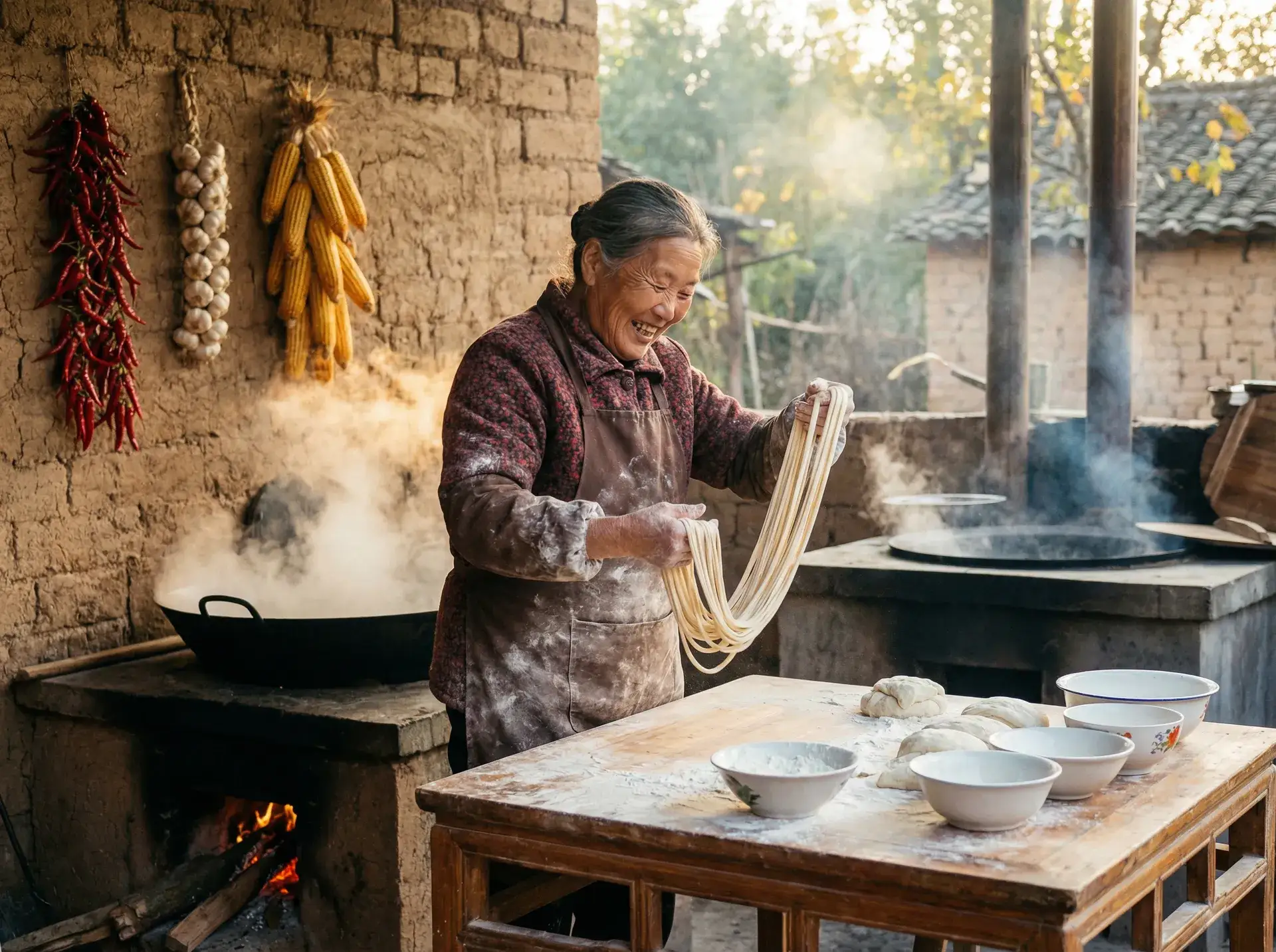 农家大嫂手擀面 - 我年轻善良的继坶 乡村美食